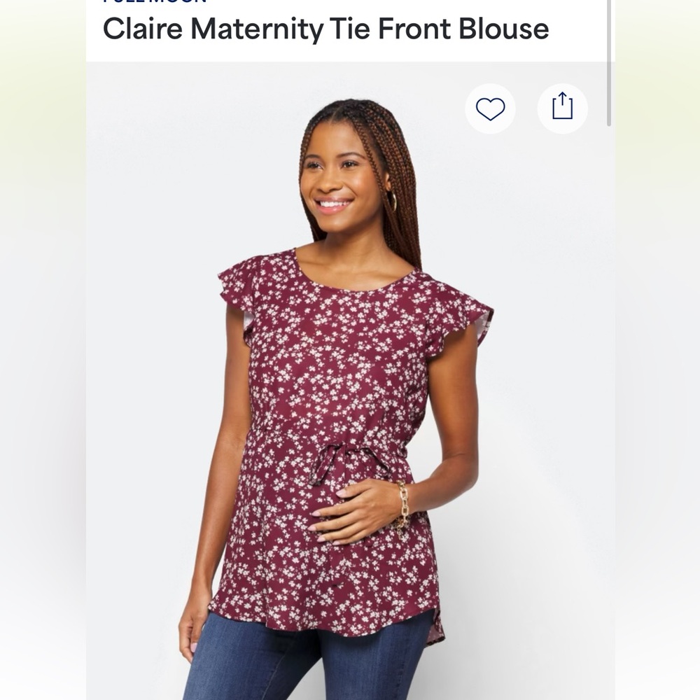 Full Moon Claire Maternity Tie Front Blouse Size L